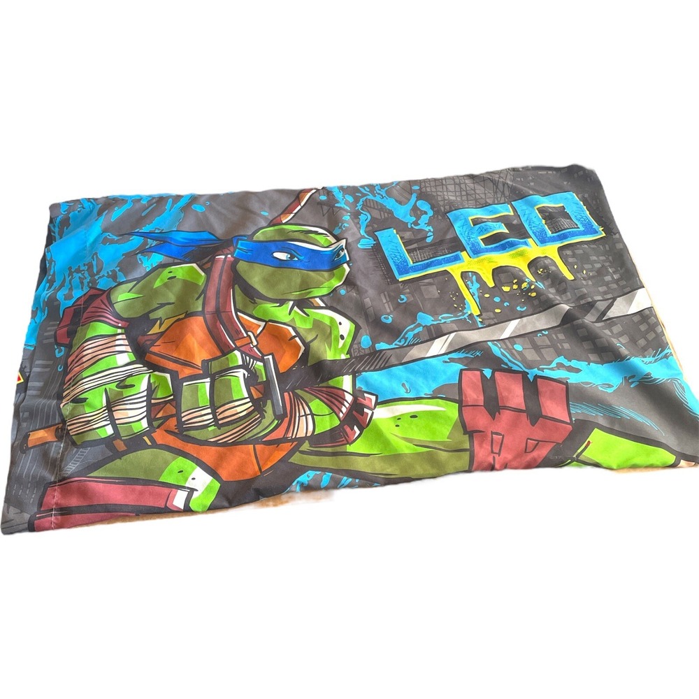 VINTAGE NICKELODEON Colorful NINJA TURTLE "Raph" "Leo" BED‎ PILLOW CASE